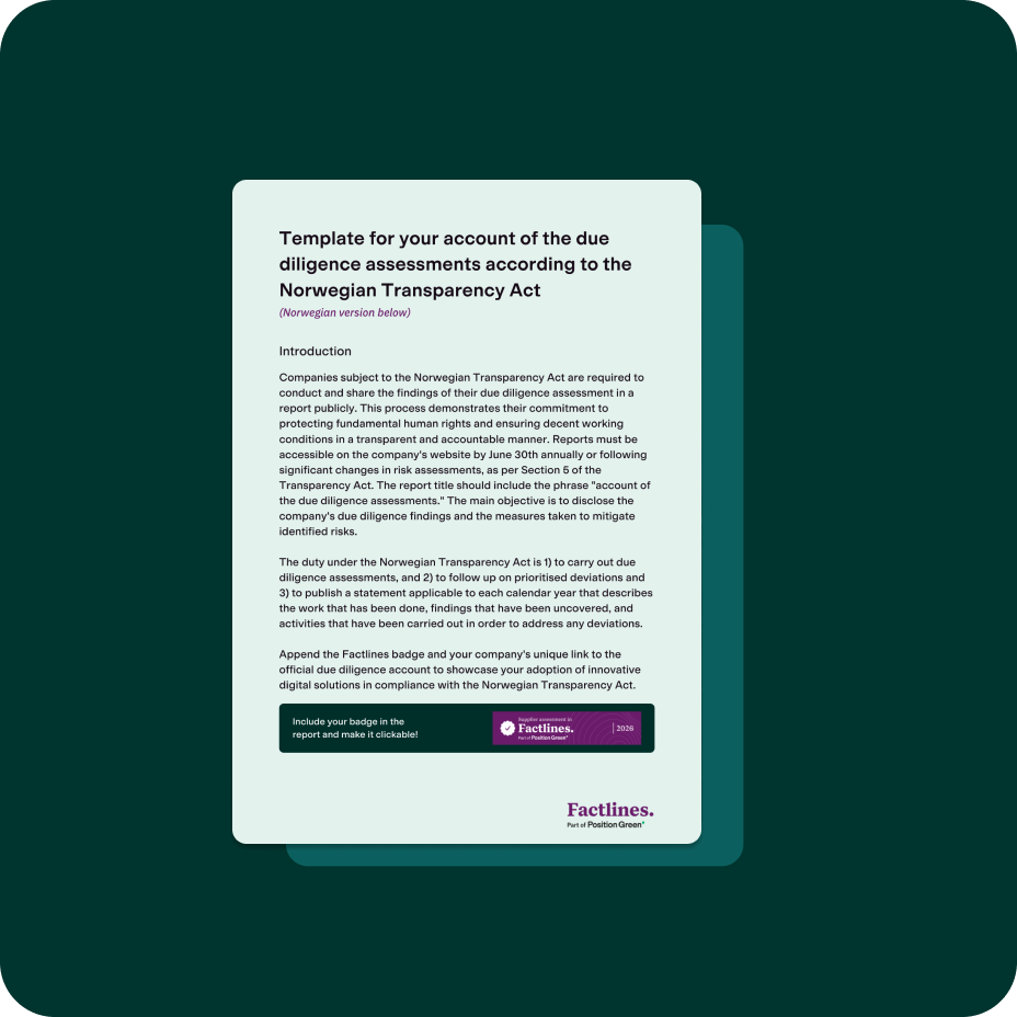 Norwegian Transparency Act report template – feature preview